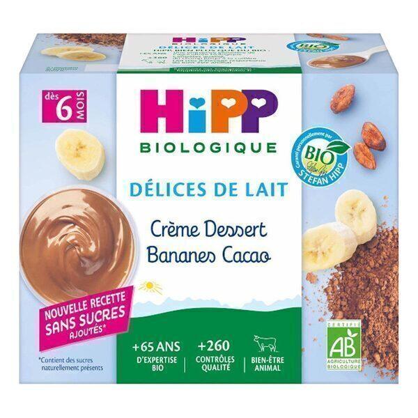 Coupelles crème dessert banane cacao dès 6 mois 4x100g