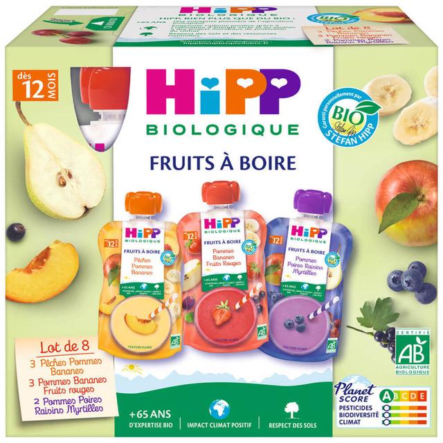 Gourdes fruits à boire 3 saveurs 8x120ml