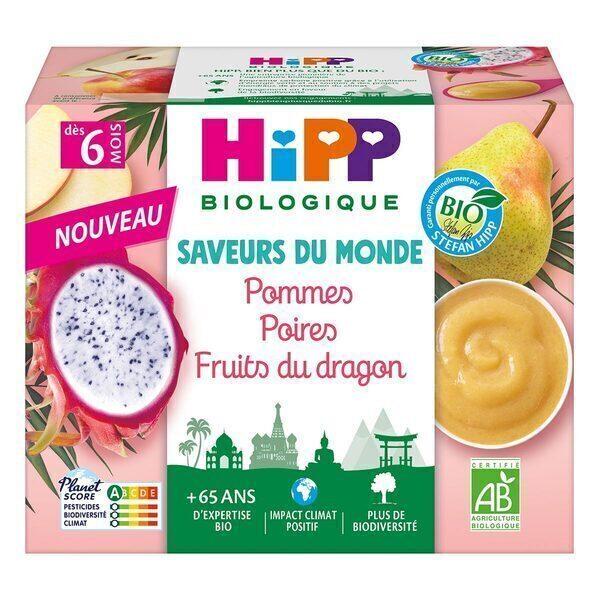 Coupelles pommes poires fruits du dragon Dès 6 mois 4x100g