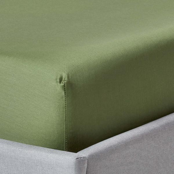 Drap-housse 90 x 190 cm 100% coton égyptien Bio 400 fils vert