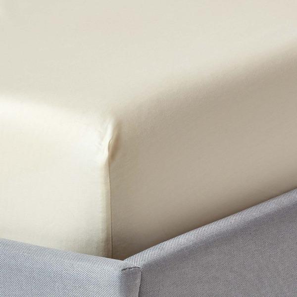 Drap-housse Crème 100% coton BIO 400 fils 90 x 190 cm