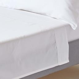 Drap plat uni 100% coton égyptien Bio 400 fils Blanc 178x255 cm