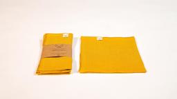 Serviette de table en lin jaune moutarde x2