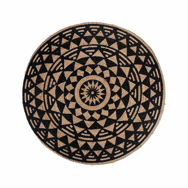 Tapis rond en jute naturel et noir Ø 120 cm