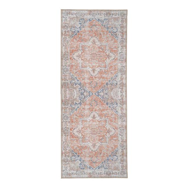 Tapis de couloir orange et bleu 80 x 200 cm