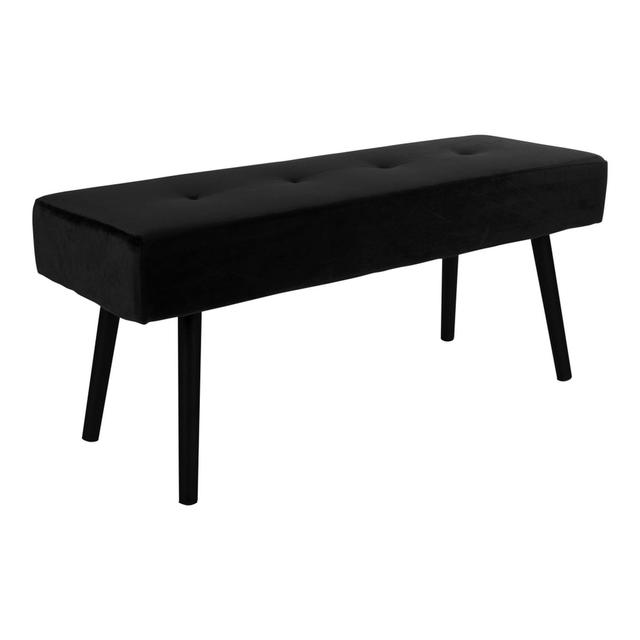 Banc en velours noir avec pieds noirs 100 x 35 x 44 cm