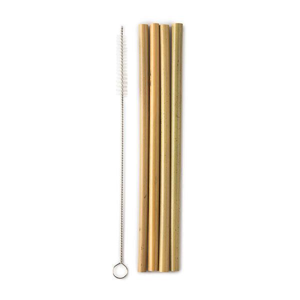 Lot de 4 pailles en bambou avec goupillon 19,5cm