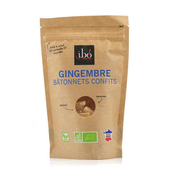 Gingembre confits bio en bâtonnets - Sachet de 100g