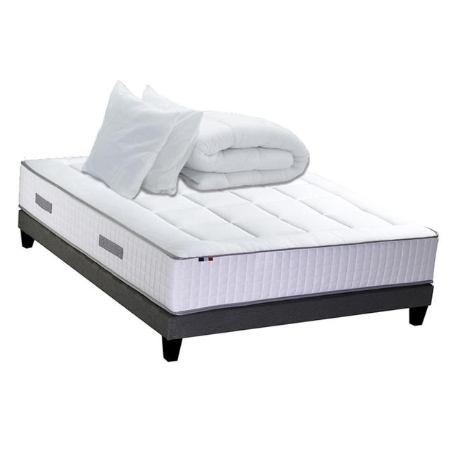 Pack matelas sommier oreiller couette 140x190