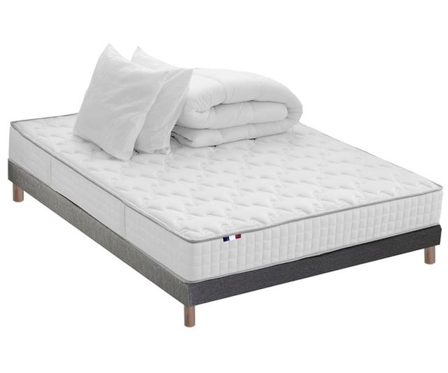 Pack : matelas +, sommier + couette + oreillers 140x190