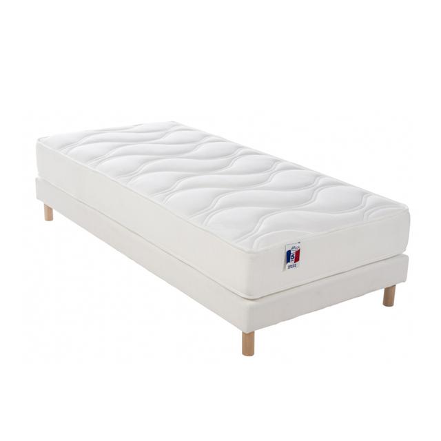 Ensemble matelas mémoire forme sommier sommier blanc 90x190