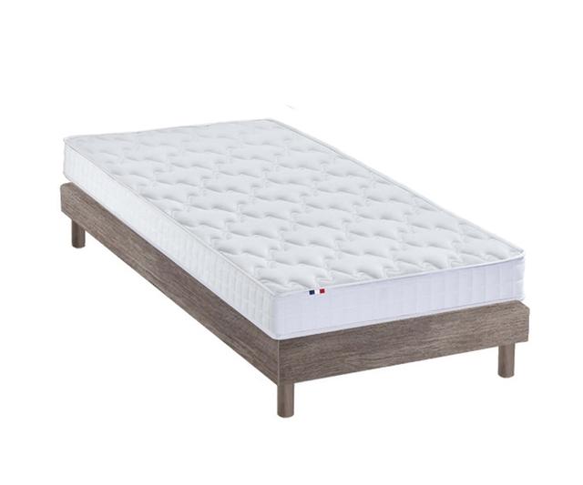 Ensemble Matelas mémoire de forme Sommier Kit Chêne gris 90x190