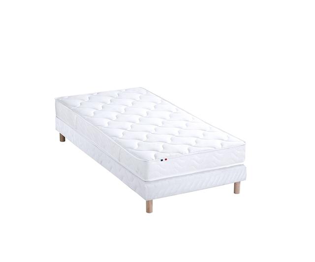 Ensemble matelas mousse ferme sommier blanc 90x190