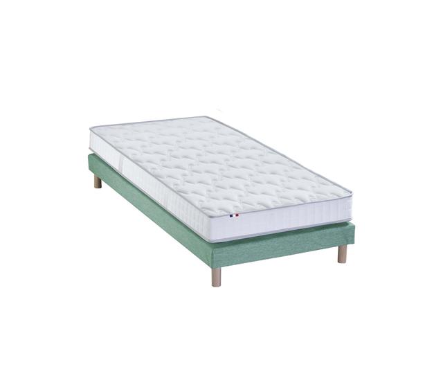 Ensemble Matelas mémoire de forme sommier vert 90x190