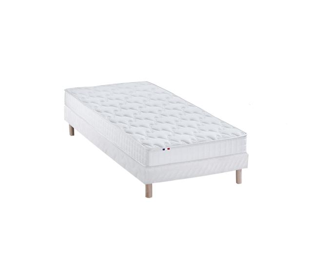 Ensemble matelas mémoire de forme sommier blanc 90x190