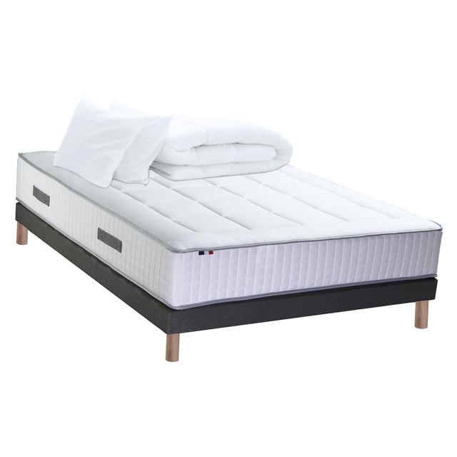 Ensemble matelas Ressort + sommier + oreiller couette 140x190