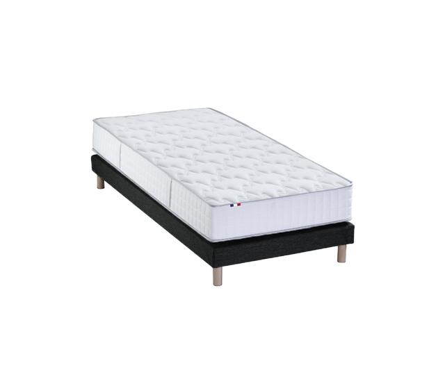 Ensemble matelas ressorts sommier noir 90x190