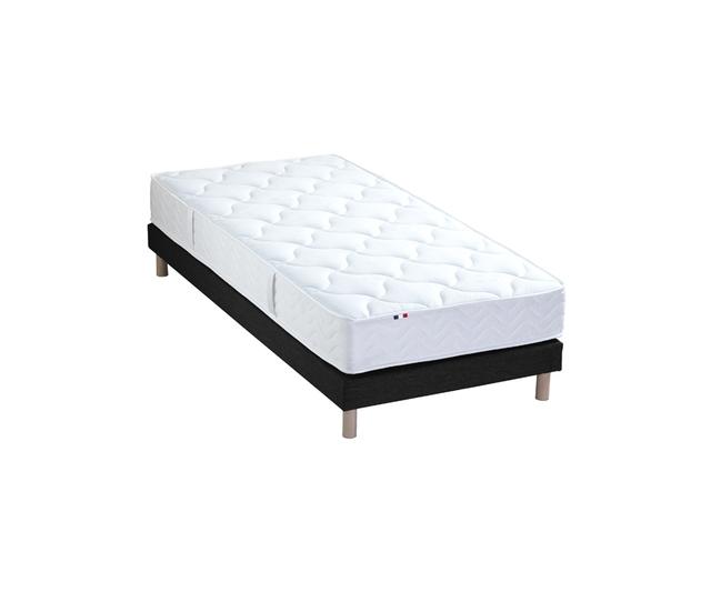 Ensemble matelas ressorts 5 zones sommier noir 90x190