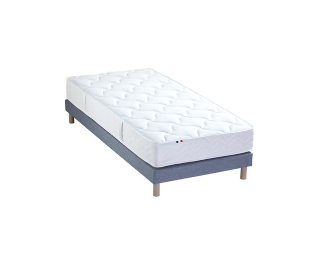 Ensemble matelas ressorts 5 zones sommier bleu 90x190