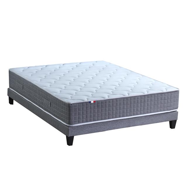 Ensemble matelas ressort 7 zones sommier gris 140x190