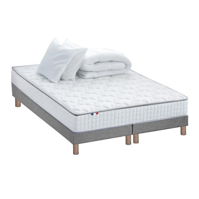 Pack ASTRE Matelas Ressorts Sommier Couette Oreillers 2x80x200