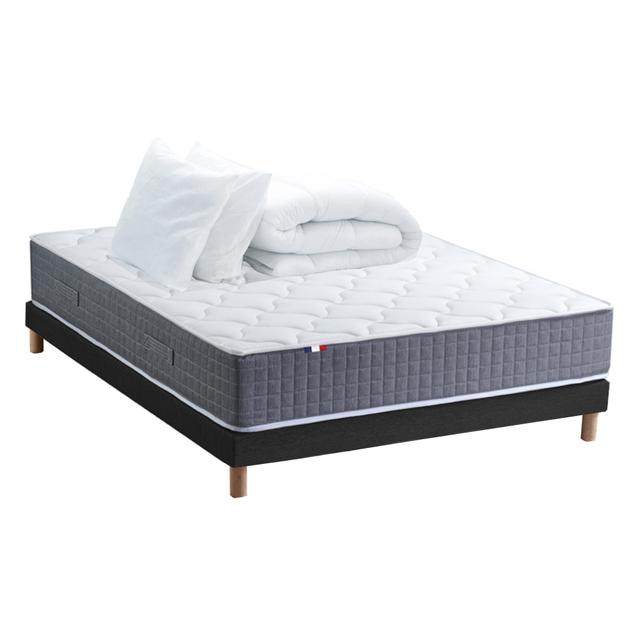 Ensemble Matelas Ressort Sommier couette oreillers 160x200