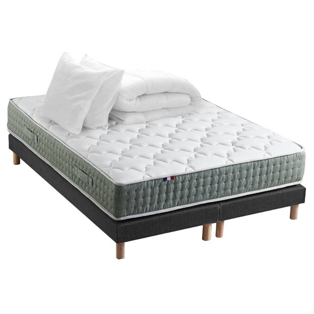 Ensemble matelas Ressort Sommier couette oreillers 180x200