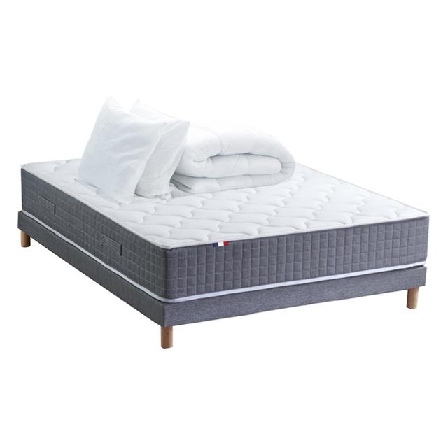 Ensemble Matelas Ressort Sommier couette oreillers 140x190