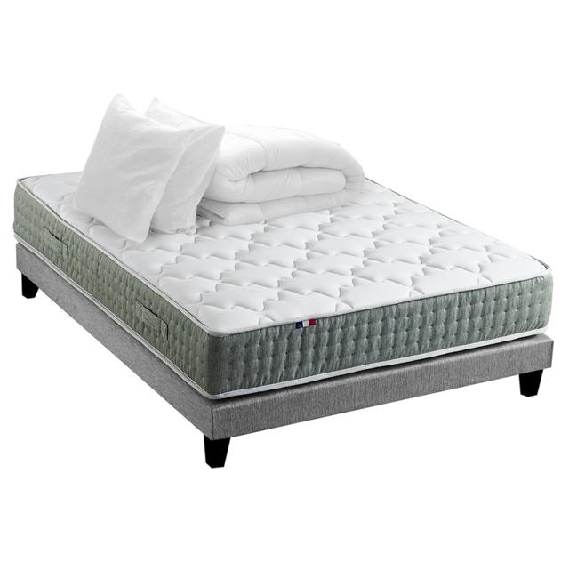 Ensemble matelas Ressort Sommier couette oreillers 140x190