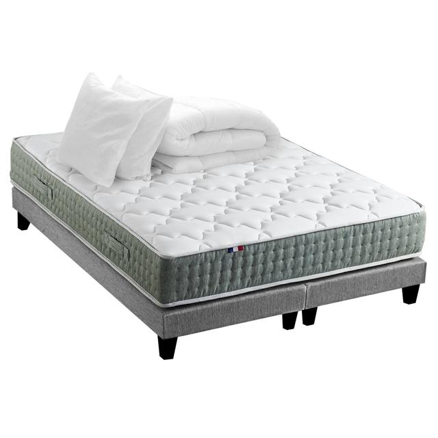 Ensemble matelas Ressort Sommier couette oreillers 180x200