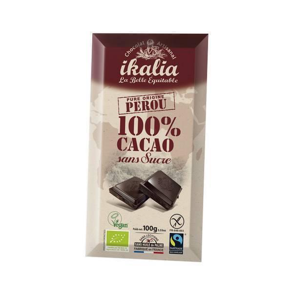 Chocolat noir 100% sans sucre - 100g