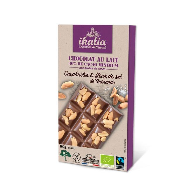 Tablette chocolat au lait cacahuètes incrustrées 100g