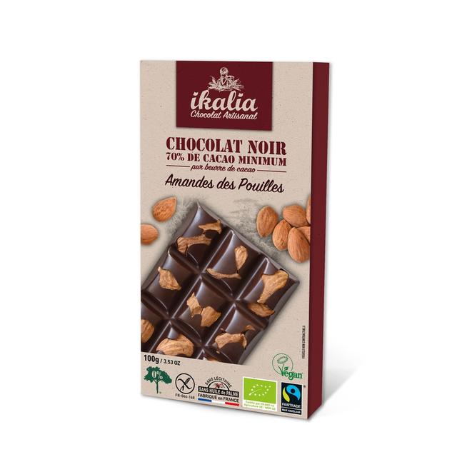 Tablette chocolat noir amandes incrustrées 100g