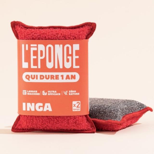 L'éponge lavable et durable rouge (x2)