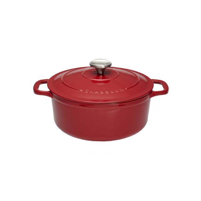 Cocotte ronde 20 cm chasseur rouge uni interieur sable