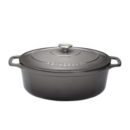 Cocotte ovale 33 cm chasseur gris caviar intérieur noir