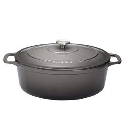 Cocotte ovale 35 cm chasseur gris caviar interieur noir