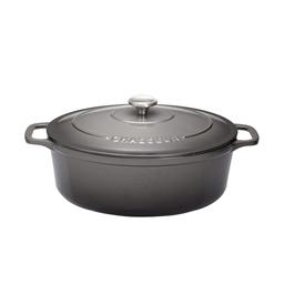 Cocotte ovale 31 cm chasseur gris caviar interieur noir