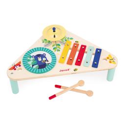 Table musicale en bois, 3 instruments de musique