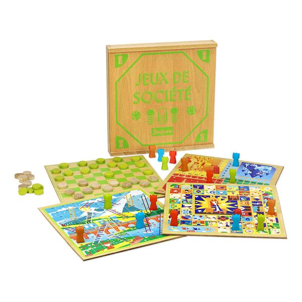 Coffret de jeux de société avec plateaux en bois - Dès 3 ans