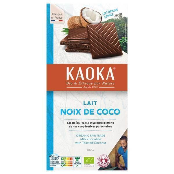 Tablette chocolat lait 38% Noix de Coco 100g