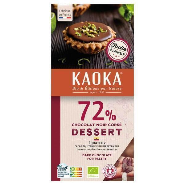 Tablette chocolat noir Dessert 72% Equateur 200g