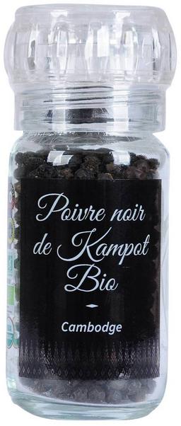 Poivre noir de Kampot - 45g - IGP - Biologique -  moulin