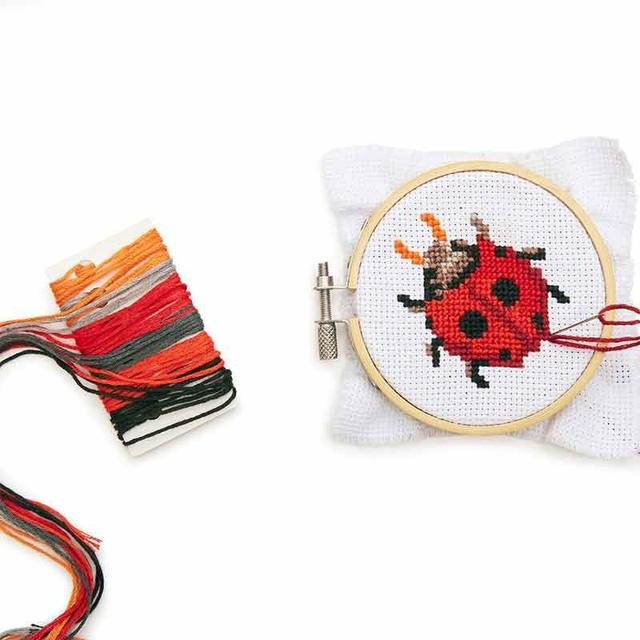 Kit de broderie - mini - Dessin Coccinelle - Ø 8cm