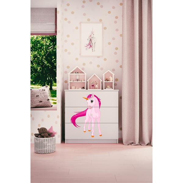 Commode 3 tiroirs Babydream Licorne - Blanc