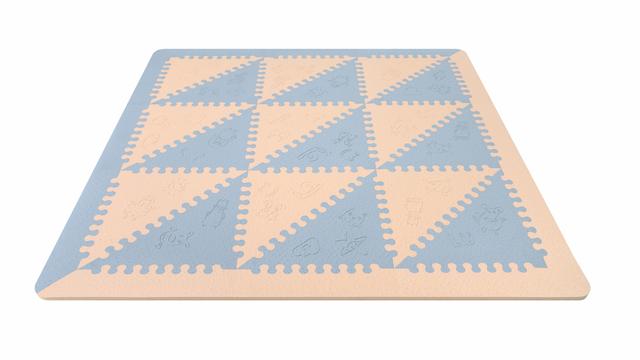 Tapis de jeu épais pour bébé en mousse rembourré bleu et beige