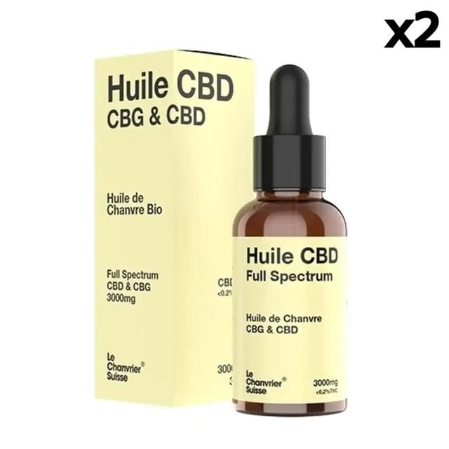 Lot 2 Huiles CBD & CBG Bio Full Spectrum 3000mg/10% (2x30ml)