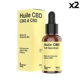 Lot 2 Huiles CBD & CBG Bio Full Spectrum 6000mg/20% (2x30ml)