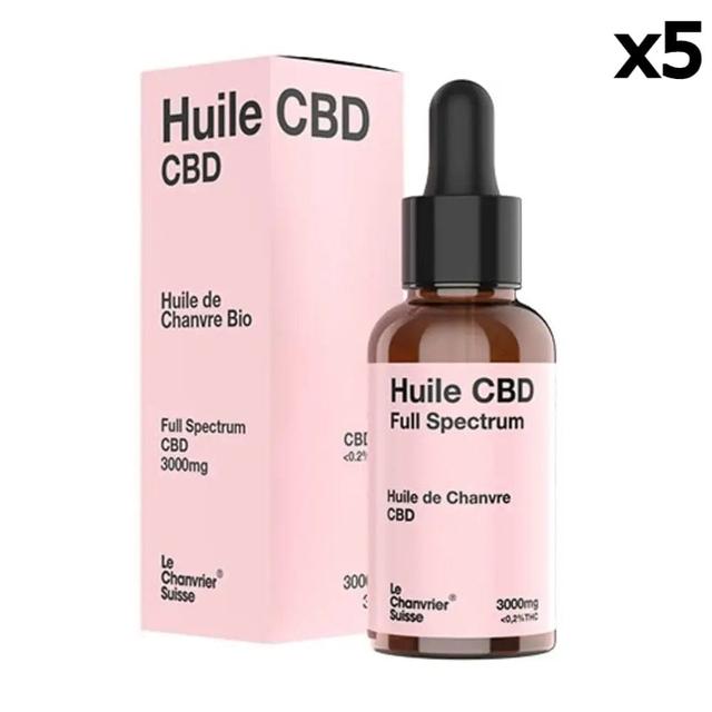 Lot 5 Huiles CBD Full Spectrum 3000mg/10% (5x30ml)