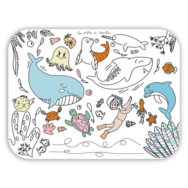 Set de table à colorier à l'infini pour enfant Ocean - 40x30cm